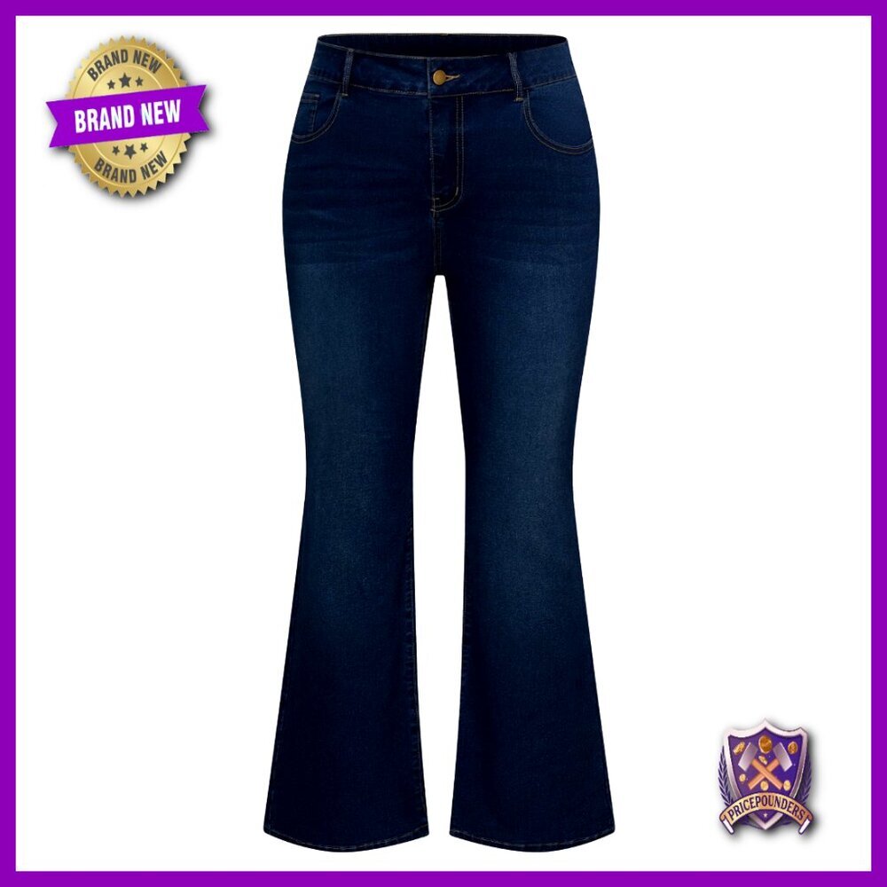 Plus Size High Waisted Stretchy Flare Jeans Bell Bottom Denim